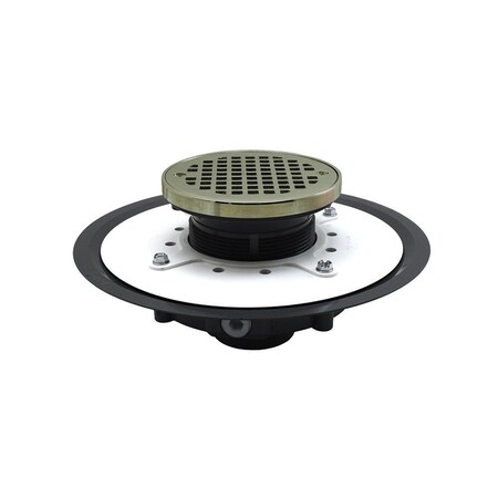 Jones Stephens 2in. Heavy Duty PVC Drain Base with 3-1/2in. Plastic Spud and 6in. Nickel Bronze Strainer with Ring D50053
